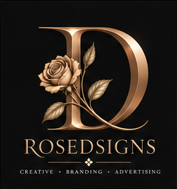 RoseDsigns elegant gold emblem logo
